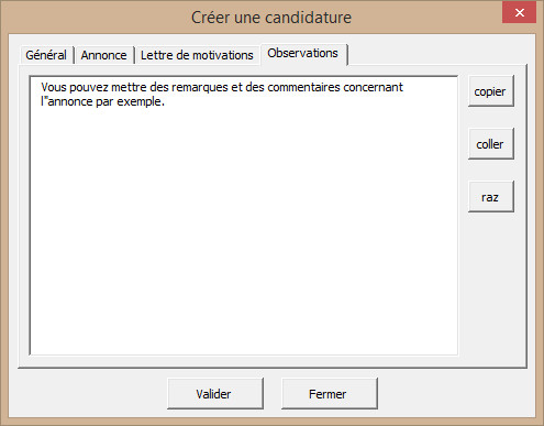 Saisie des observations