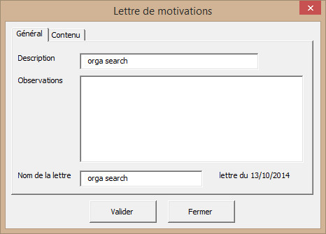 Mise à jour d'une lettre de motivations