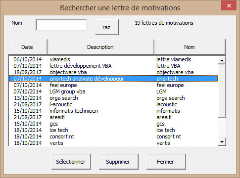 Recherche d'une lettre de motivations