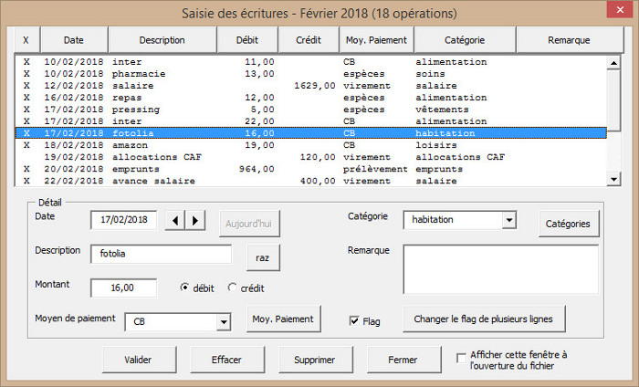 Saisie des opérations