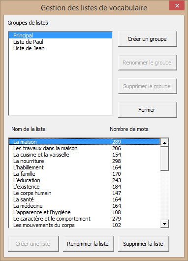 Gestion des listes de mots