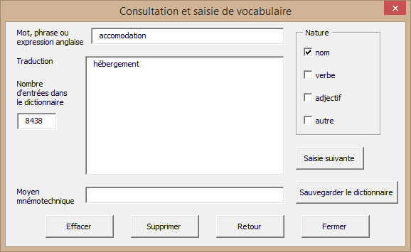 Consultation et saisie de mots